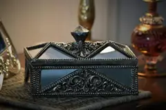 Ornate antique jewelry box with intricate designs
