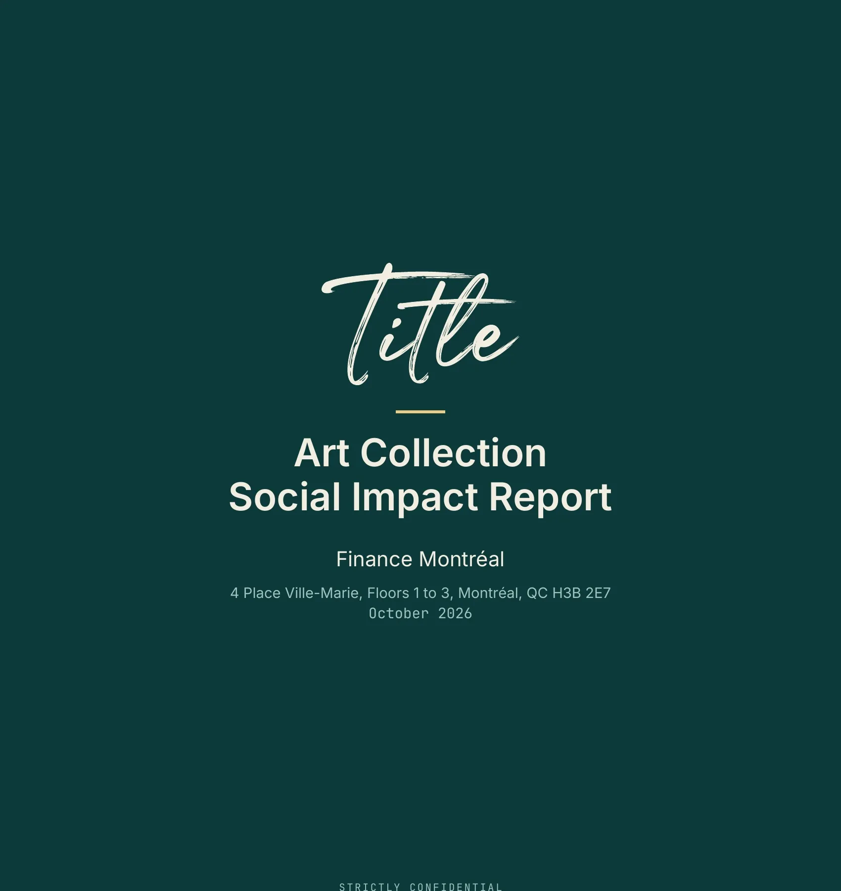 The cover of the Social Impact Report prepared for Finance Montréal.