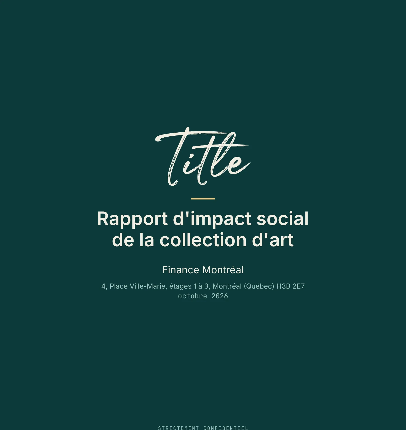La couverture du rapport d’engagement social préparé pour Finance Montréal.